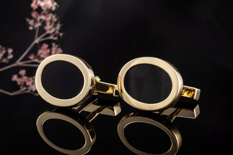 Tiffany & Co. Manschettenknöpfe Vintage mit Onyx Oval in 750er Gelbgold 