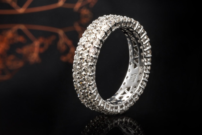 Memoire Ring 3-reihiger Bandring mit Diamanten 2,95 Ct. in Weißgold 750 