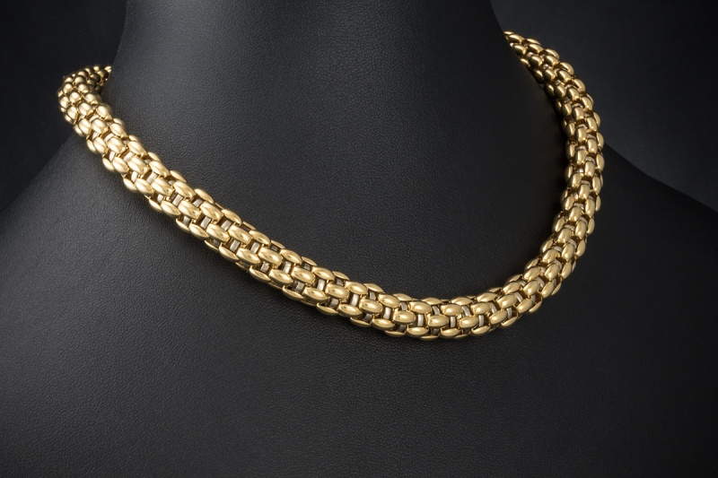 Fope Collier Kette Flexibel 43,5 cm in 750er Gelbgold mit Weißgold innen 