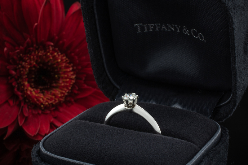 Tiffany & Co Solitär Ring Setting mit Diamant Brillant 0,25 Ct in Platin 