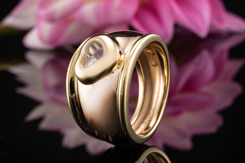 Chopard Happy Diamonds Ring Herz mit Brillant in 750er Gelbgold Rotgold 
