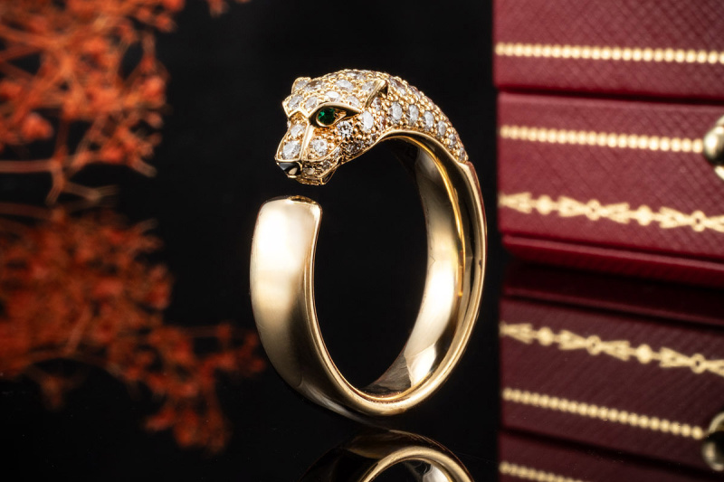 Cartier Ring Panthère de Cartier mit 72 Diamanten Smaragd Onyx Gelbgold 