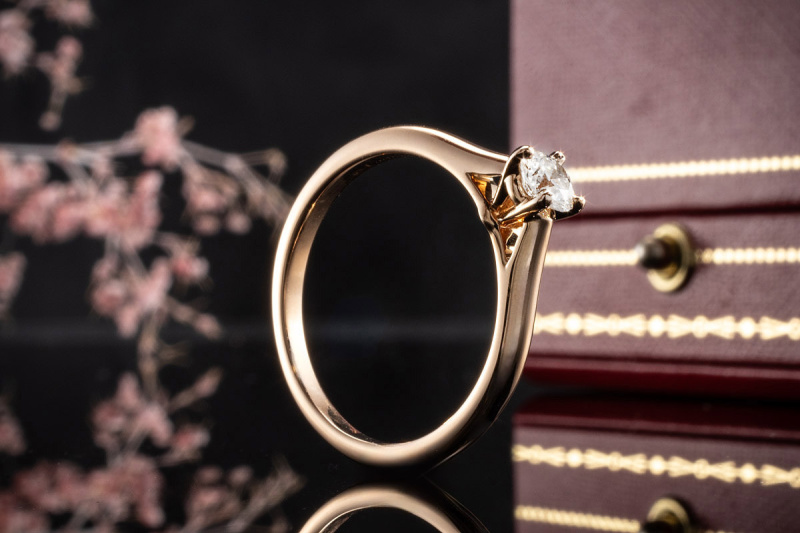 Cartier Solitär Ring 1895 mit 1 Diamant 0,26 Ct in Roségold 750 Full Set 