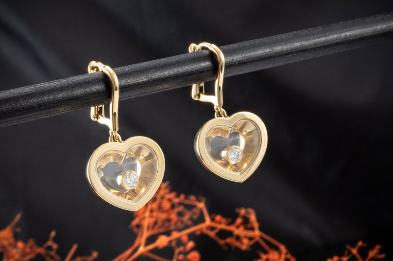 Chopard Happy Diamonds Hearts Ohrstecker Herz Ohrringe Diamanten in Gold 