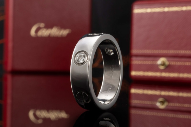 Cartier Love Ring mit 3 Diamanten in 750er Weißgold Großes Modell 52 OVP 