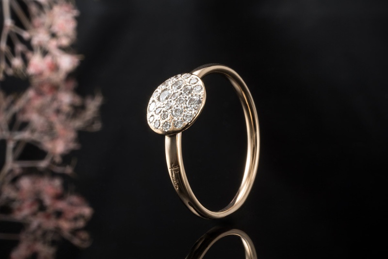 Pomellato Ring Sabbia rund mit weißen Diamanten in 750er Roségold 750 