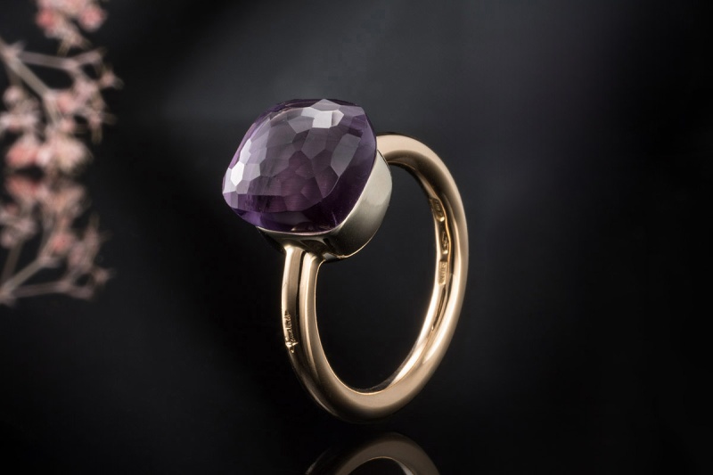 Pomellato Nudo Ring Classic mit Amethyst Lila in 750er Roségold Gelbgold 