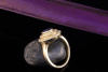 750 Gold Ring mit SAPHIR & rundum Brillanten Gelbgold 