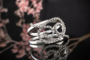 Verschlungener Designer Ring mit Diamanten Brillantschliff Weißgold 750 