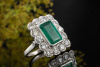 Smaragd Traum Ring Goldschmiedearbeit mit Top Brillanten in Weißgold 750 