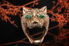 Tiger Panther Design Ring Citrin Brillanten schwarz weiß Smaragd Rotgold 
