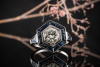 Art Deco Platin Ring mit 1 Diamant 1,02 Ct und Saphir rundum in Platin 