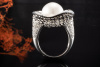 Großer Ring mit Südsee Perle und 5 Ct. Diamanten Brillanten in Weißgold 