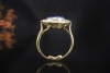 Vintage Saphir Ring Oval Royales Design mit Diamanten in 750er Gelbgold 