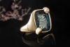 Pomellato Ring Ritratto Small London Topas Blau Diamanten in 750er Gold 