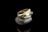 Ring mit Saphir Cabochon Blau und Diamanten in 750er Gelbgold Arbeit 