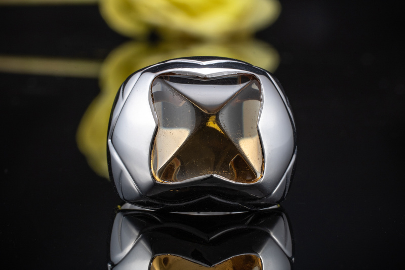 Bulgari BVLGARI Pyramid Ring mit 3 Carat Citrin Massiv 750er Weißgold 57 