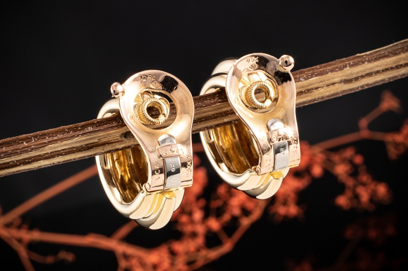 Van Cleef & Arpels Runde Creolen Ohrclips Ohrringe Vintage in 750er Gold 