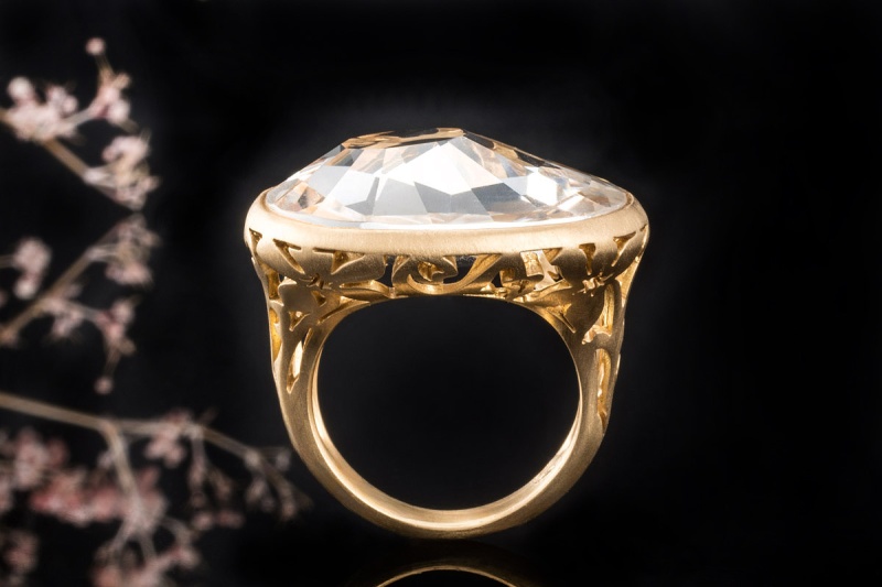 Pomellato Ring Arabesque Bergkristall Mattiert in Gelbgold Roségold 750 