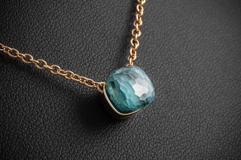 Pomellato Nudo Petit Collier Kette Hellblauer Topas in Rosegold Full Set 