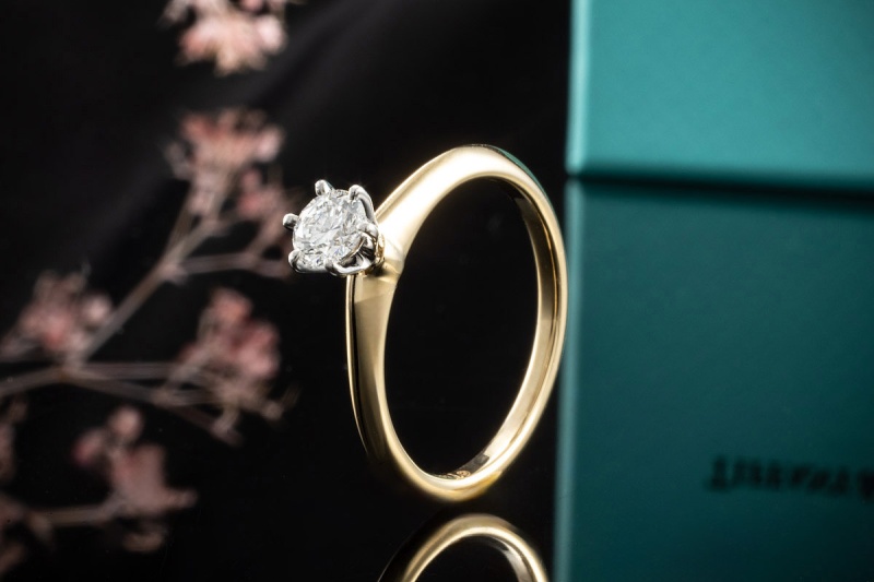 Tiffany & Co Solitär Ring Setting mit Diamant 0,29 Ct in Gelbgold Platin 