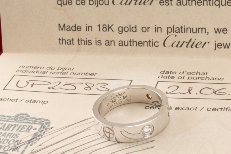 Cartier Love Ring mit 3 Diamanten Weißgold 750 Großes Modell 58 Full Set 