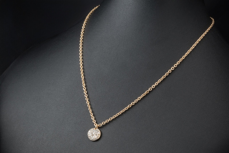 Pomellato Sabbia Collier Halskette Diamant Anhänger Rund in Roségold 750 