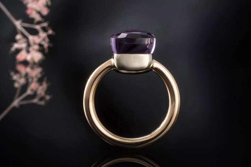 Pomellato Nudo Ring Classic mit Amethyst Lila in 750er Roségold Gelbgold 