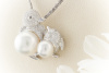 Tier Motiv Anhänger Brosche Pinguin Paar Perlen Brillanten 750 Weißgold 
