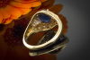 Saphir Cabochon Ring mit Brillanten und Baguette Diamanten in 750er Gelbgold 