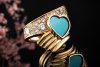 Chanel Türkis Herz Ring mit Diamanten Brillanten Massiv in Gelbgold 