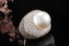 Perlenring Ring mit Südsee Zuchtperle und Diamanten Brillanten Weißgold 