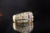 Ring Rubin Saphir Diamanten Rot Blau Weiß Goldschmiedearbeit in Gold 750 