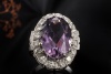 Vintage Amethyst Ring Lila Klassisch mit Diamanten 585er Weißgold Arbeit 