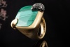 Pomellato Ring Ritratto Malachit Schwarze Diamanten Massiv Gelbgold 750 