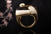 Pomellato Ring Ritratto Maxi mit Rauchquarz Braun Diamanten Gelbgold 750 