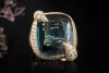 Pomellato Ring Ritratto Medium London Topas Blau Diamanten in 750er Gold 