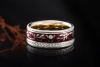 Wellendorff Ring Roter Mohn Drehring mit Diamanten in Weißgold 750 Gr 62 