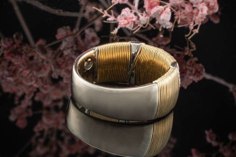 Hermes Paris Ring mit eingeflochtenem Gold und Brillanten in 750er Gold 