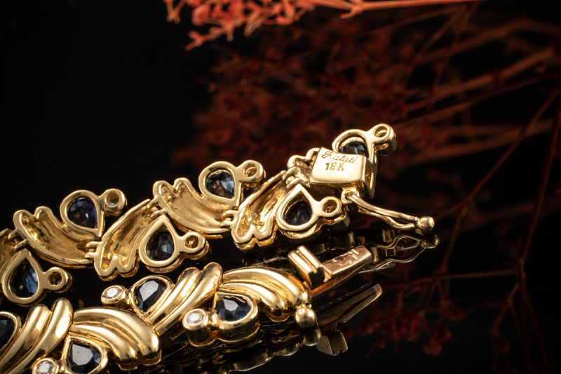 Armband mit Saphir Tropfen und Diamanten Brillanten 750er Gelbgold 