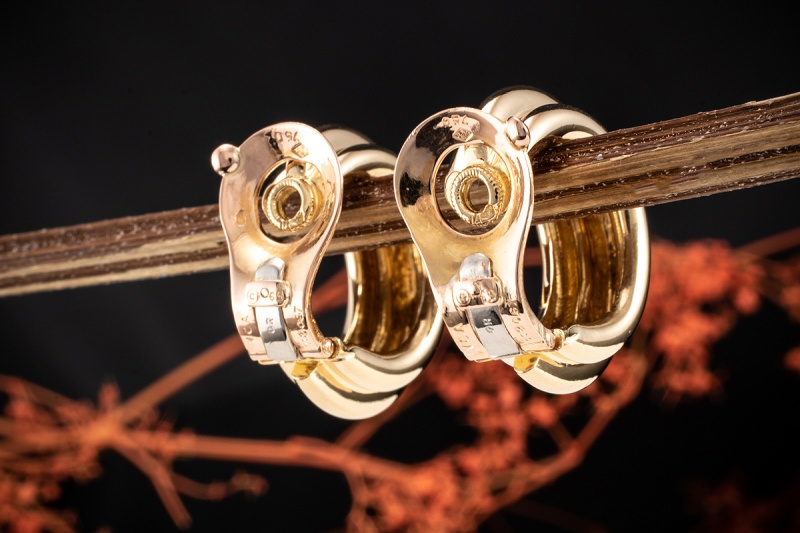 Van Cleef & Arpels Runde Creolen Ohrclips Ohrringe Vintage in 750er Gold 