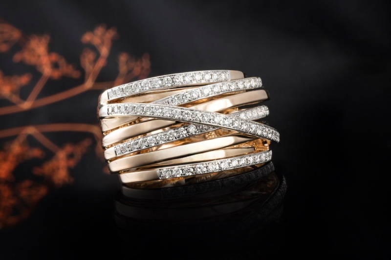 Al Coro Ring Serenata Großes Modell mit Diamanten Roségold Weißgold 750 