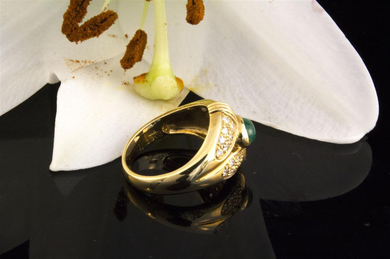 750 Gold SMARAGD Ring mit Diamanten Brillanten  