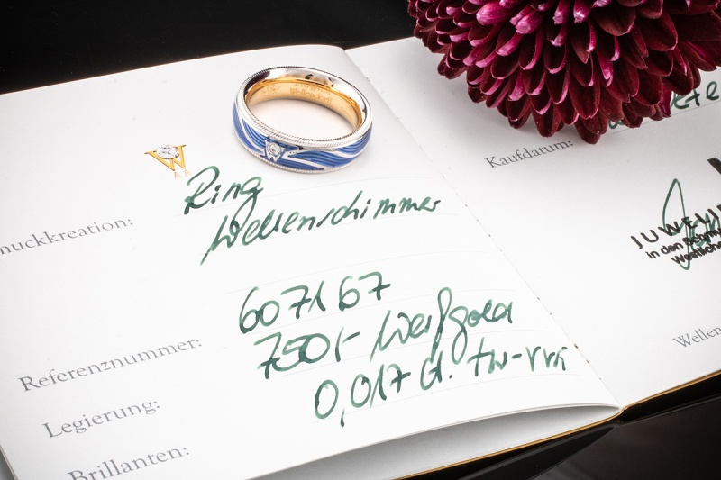 Wellendorff Ring Wellenschimmer Drehring mit Brillant Weißgold Full Set 