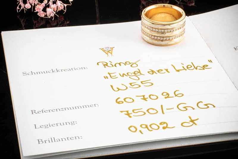 Wellendorff Ring Drehring Engel der Liebe Diamanten in Gelbgold Full Set 