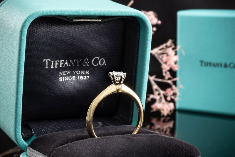 Tiffany & Co Solitär Ring Setting mit Diamant 0,29 Ct in Gelbgold Platin 