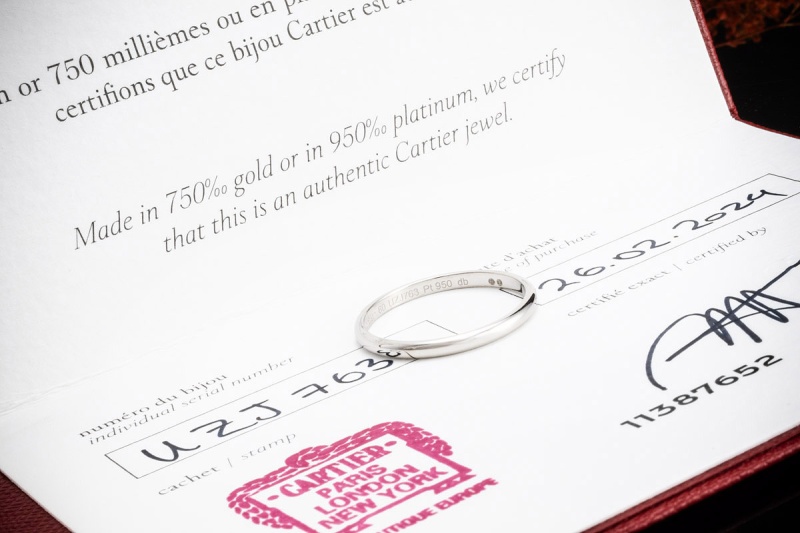 Cartier 1895 Trauring Ring in 950er Platin mit 2,0 mm Breite Größe 60 