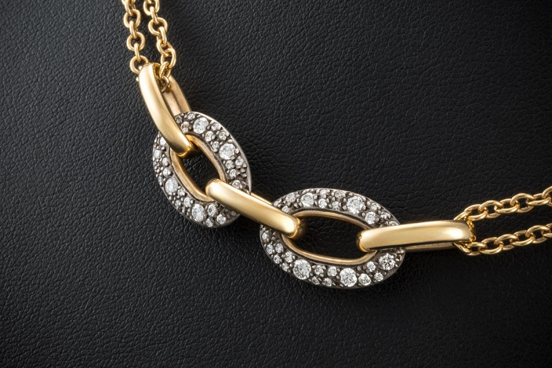 Pomellato Collier Catene 90 cm Kette 6,31 Ct Diamanten 750er Gold Massiv 