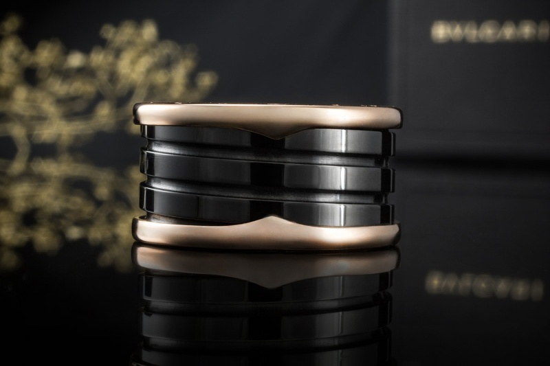 BVLGARI B.zero1 4-Band Ring Schwarze Keramik 750er Roségold 57 Full Set 