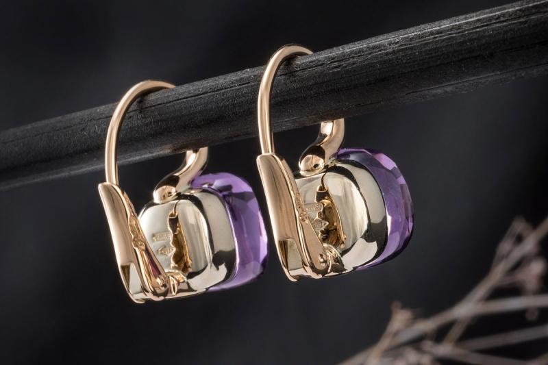 Pomellato Ohrringe Ohrstecker Nudo Classic mit Amethyst Lila in Gold 750 